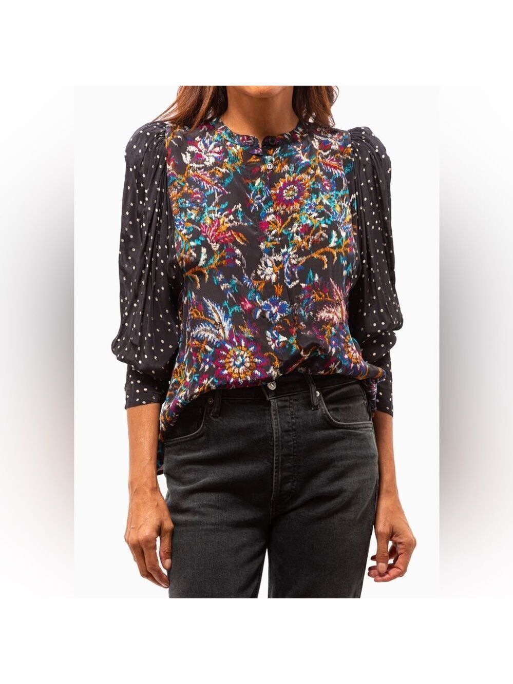 NEW Maria Cher Jujuy Cora Silk Blouse Black Dahlia Size XS